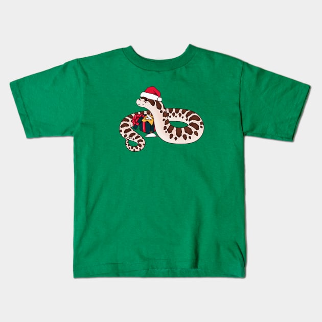 Arctic Western Hognose Snake, Christmas Edition Kids T-Shirt by anacecilia